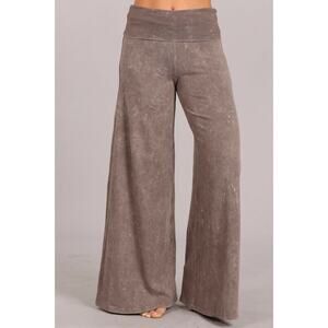 Chatoyant Mineral Wash Wide Leg Palazzo Pants Desert Taupe X-Large